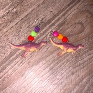 Dinosaur earrings with beads dangle